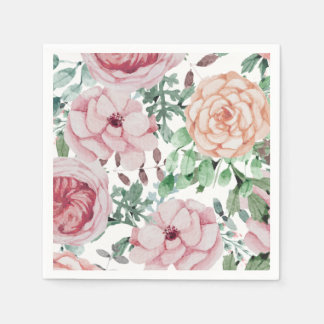 Jetable Aquarelle Florals Mauve Cocktail Mariage serviette
