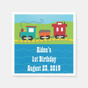 Jetable Enfants personnalisés Train Anniversaire serviette