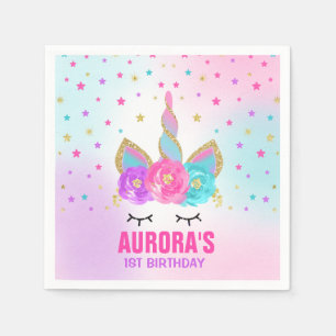 Jetable Licorne lunatique de serviette de fête