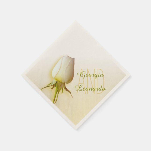 Jetable Mariage simple rose blanche nommé papier serviette (Coin)
