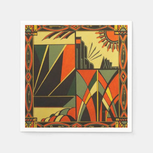 Jetable paquet orange de serviette d'art déco