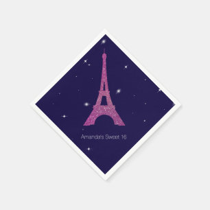 Jetable Purple Paris Thème Sweet 16 Anniversaire serviette