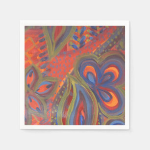 Jetable serviette bleue orange de motif