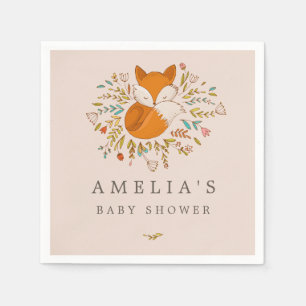 Jetable Serviette de Baby Shower Rose Douce Forêt Renardea