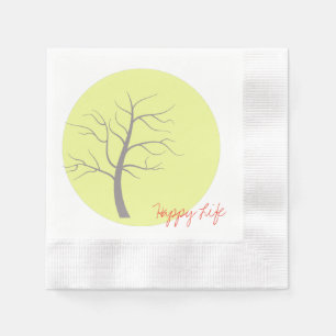 Jetable Serviette de cocktail Happy Life Sunny Tree