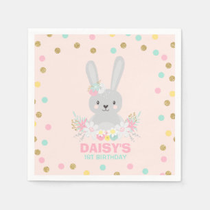 Jetable Serviette de fête d'anniversaire de lapin un