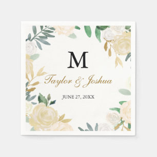 Jetable Serviette de mariage à monogramme en couronne de c
