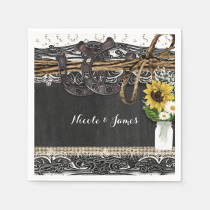 Jetable Serviette de mariage champêtre avec fers à cheval