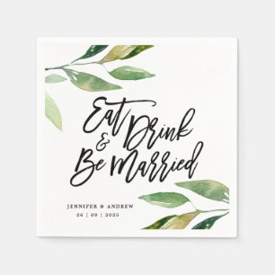 Jetable Serviette de mariage Feuilles Bohème