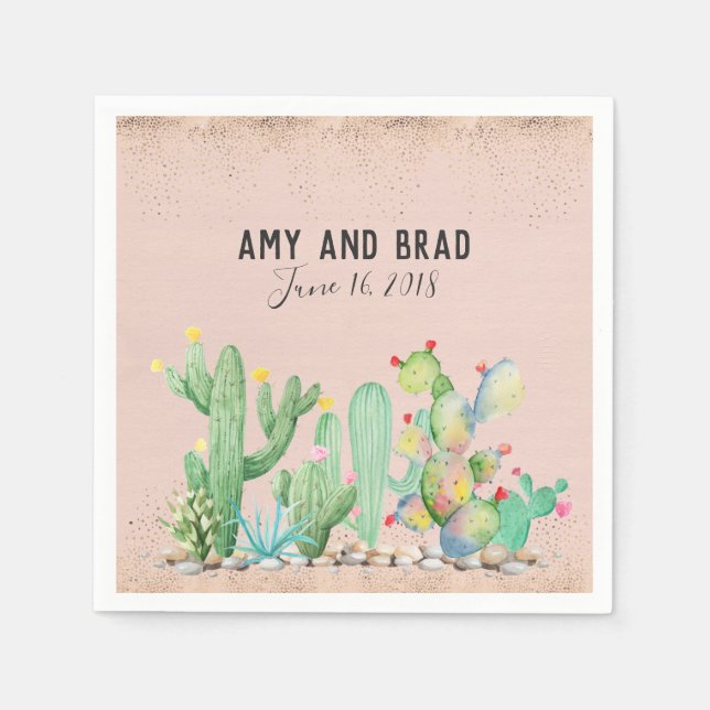 Jetable Serviette de mariage Glam Cactus (Devant)
