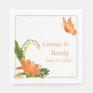Jetable Serviette de mariage Orange Lily