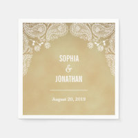 Serviette de mariage rustique à motif paisley dess