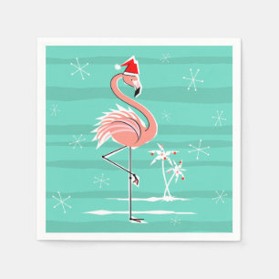 Jetable Serviette de papier de rayure de Flamant rose de