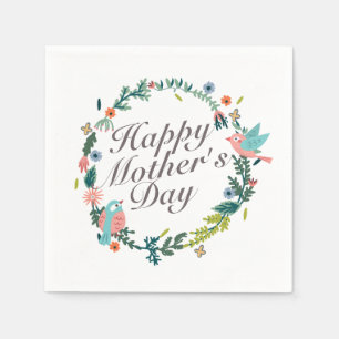 Jetable Serviette florale heureuse simple de guirlande du