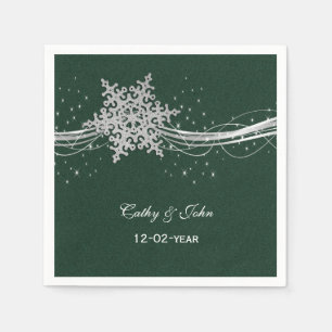 Jetable serviette mariage personnalisée en argent vert