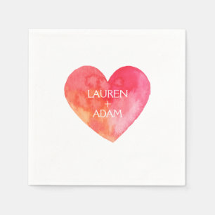 Jetables Aquarelle Papier Coeur serviettes pour mariage