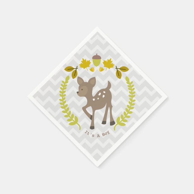 Jetables Baby shower pour garçon moderne Deer serviettes (Coin)