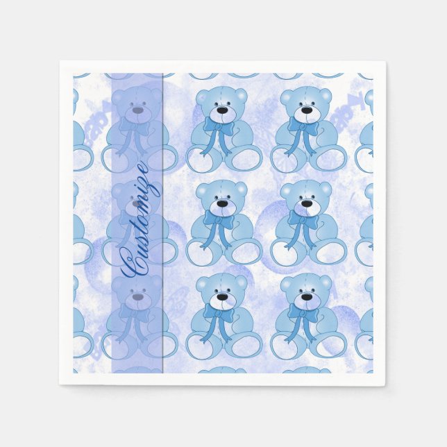 Jetables Bébé bleu Teddy Ours Motif serviettes (Devant)