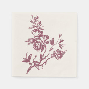 Jetables Bleu Oiseau rose Merci Floral Coeur serviettes
