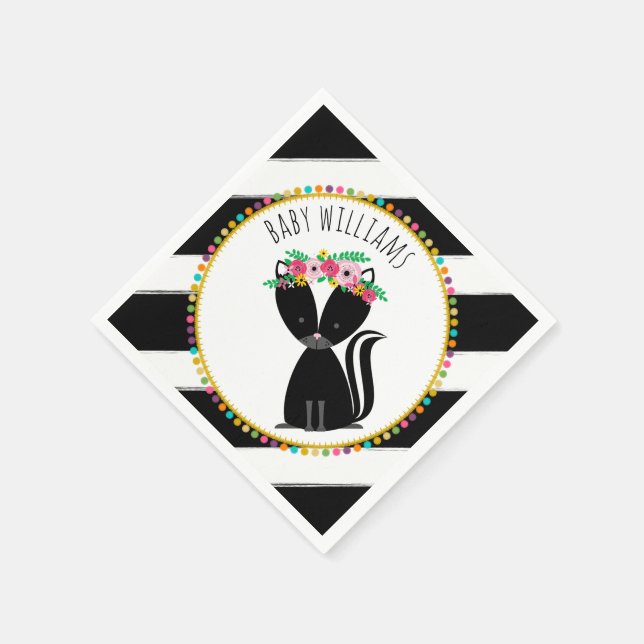 Jetables Boho Baby Skunk Baby shower Pompom serviettes (Coin)