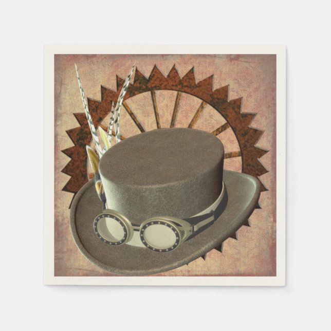 Jetables Casquette Steampunk et serviettes d'engrenage (Devant)