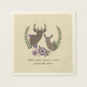 Jetables Cerf + serviettes de Mariage floral violet