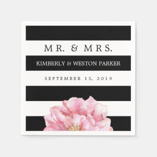Jetables Chic floral Mariage personnalisé serviettes