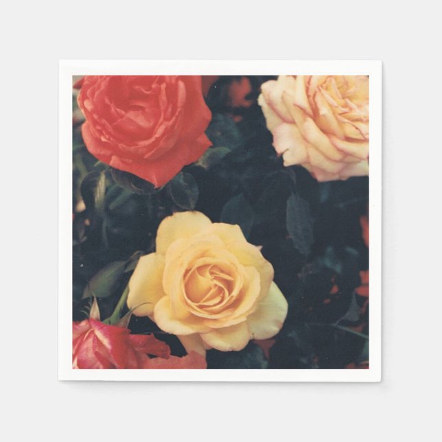 Jetables Cocktail serviettes avec Rose (Devant)