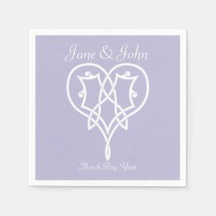 Jetables Coeurs de tissage celtique en serviettes Lavender