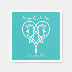 Jetables Coeurs de tissage celtique en serviettes Turquoise