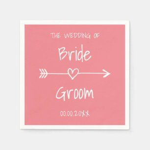 Jetables Coral rose bohème style mariage serviettes