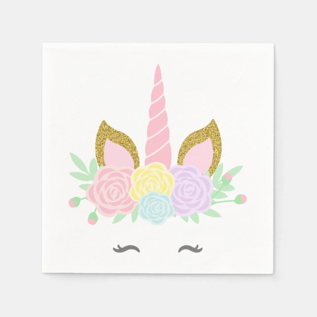 Jetables Cute Baby shower Unicorne serviettes (Devant)