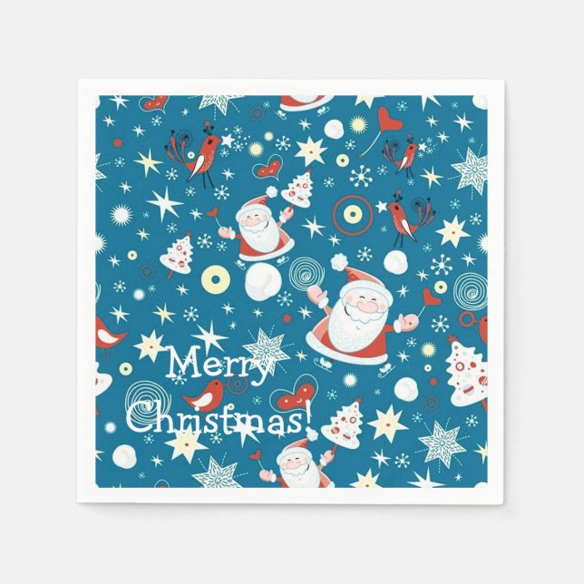 Jetables Cute Noël Père Noël Motif serviettes (Devant)