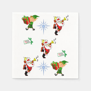 Jetables elf de Noël santa claus serviettes déjeuner/dîner
