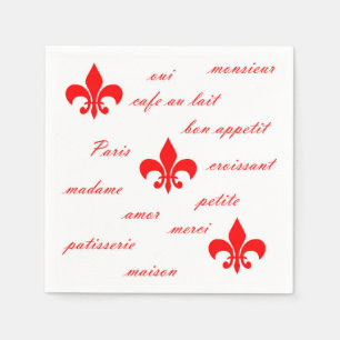 Jetables Émilion Papier serviettes rouge sur blanc