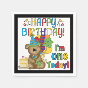 Jetables ęr Serviettes de papier d'anniversaire d'ours de