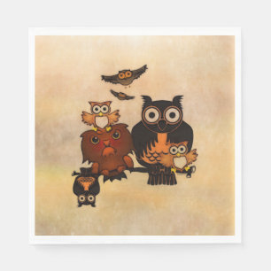 Jetables Famille de hibou de serviettes de papier