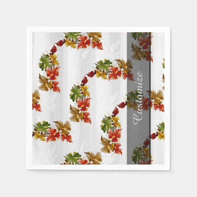 Jetables Feuilles d'automne Motif blanc serviettes (Devant)