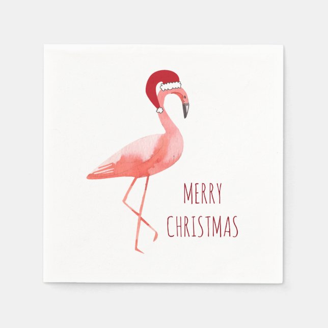 Jetables Flamant rose amusant serviettes de Noël (Devant)