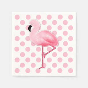 Jetables Flamant rose rose et serviettes Polka Dot