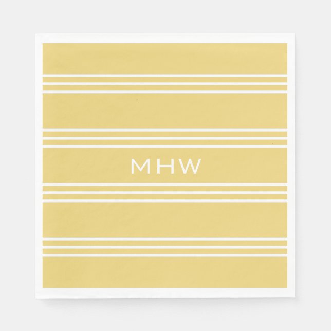 Jetables Grilles jaunes serviettes de papier monogramme per (Devant)