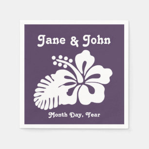 Jetables Hibiscus tropical dans des serviettes violettes