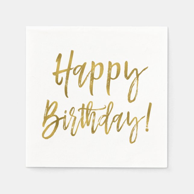 Jetables Joyeux Anniversaire d'or serviettes à huile (Devant)