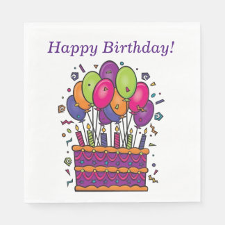 Jetables Joyeux gâteau d'anniversaire serviettes #1