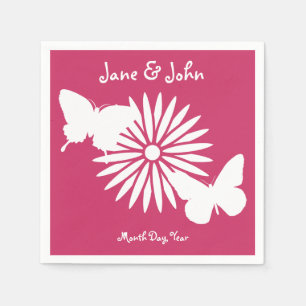 Jetables Marguerites et papillons dans les serviettes de fr