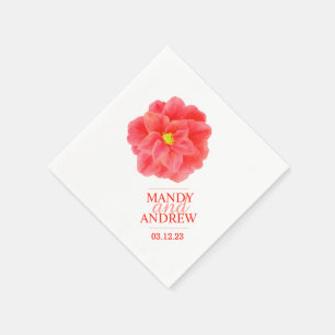 Jetables Mariage blanc rouge camellia serviettes personnali