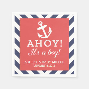 Jetables Marine et serviettes nautiques rouges de baby