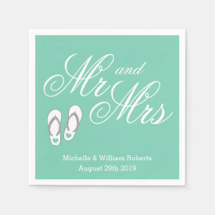 Jetables Monnaie de plage M. et Mme mariage serviettes