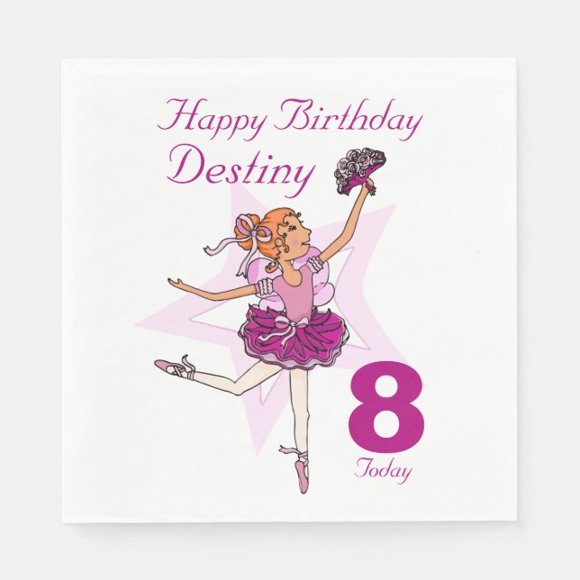 Jetables Née ballerine filles 8ème anniversaire serviettes (Devant)