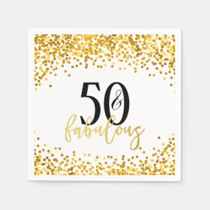 Jetables Or 50 et serviettes fabuleuses de fête